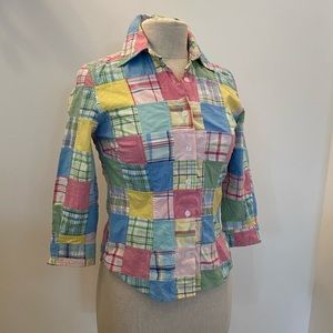 Brooks Brothers Womens Vintage Pastel Patchwork Button Down Shirt:/ Size 4